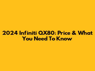 2024 Infiniti QX80: Price & What You Need To Know