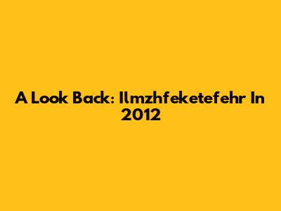 A Look Back: Ilmzhfeketefehr In 2012