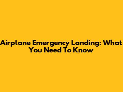Airplane Emergency Landing: What You Need To Know