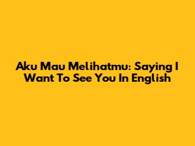 Aku Mau Melihatmu: Saying "I Want To See You" In English