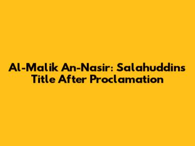 Al-Malik An-Nasir: Salahuddin's Title After Proclamation