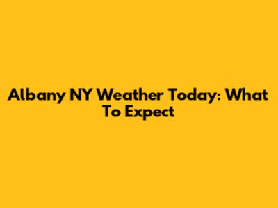 Albany NY Weather Today: What To Expect