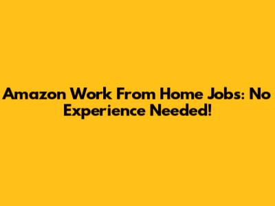 Amazon Work From Home Jobs: No Experience Needed!