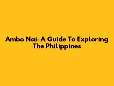 Ambo Nai: A Guide To Exploring The Philippines