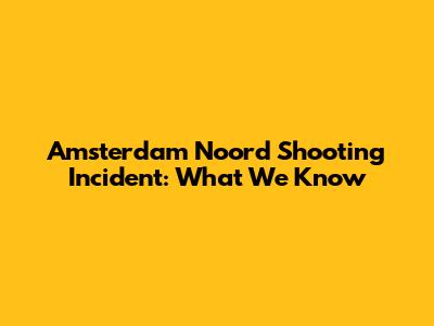 Amsterdam Noord Shooting Incident: What We Know