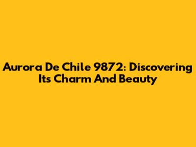 Aurora De Chile 9872: Discovering Its Charm And Beauty