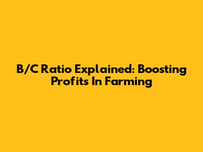 B/C Ratio Explained: Boosting Profits In Farming