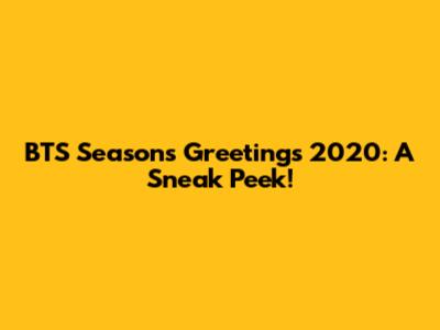 BTS Season's Greetings 2020: A Sneak Peek!