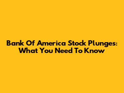 Bank Of America Stock Plunges: What You Need To Know