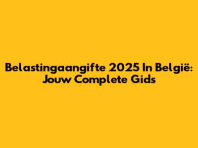 Belastingaangifte 2025 In België: Jouw Complete Gids