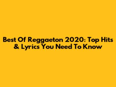 Best Of Reggaeton 2020: Top Hits & Lyrics You Need To Know