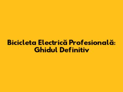 Bicicleta Electrică Profesională: Ghidul Definitiv