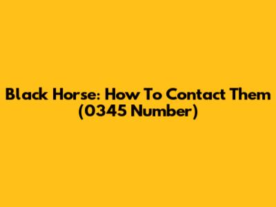 Black Horse: How To Contact Them (0345 Number)