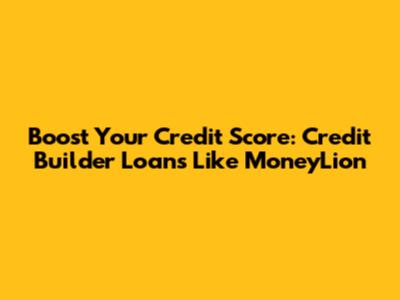 Boost Your Credit Score: Credit Builder Loans Like MoneyLion