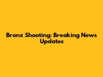 Bronx Shooting: Breaking News Updates