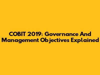 COBIT 2019: Governance And Management Objectives Explained