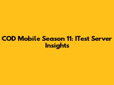 COD Mobile Season 11: ITest Server Insights