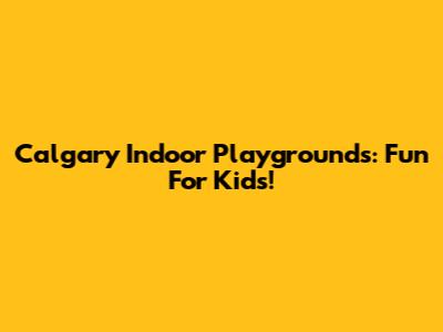 Calgary Indoor Playgrounds: Fun For Kids!