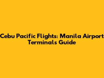 Cebu Pacific Flights: Manila Airport Terminals Guide