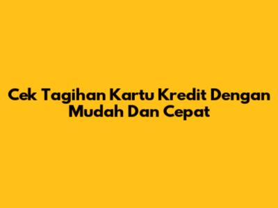 Cek Tagihan Kartu Kredit Dengan Mudah Dan Cepat