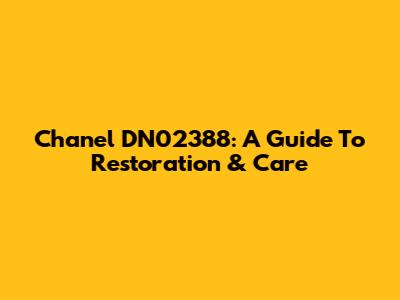 Chanel DN02388: A Guide To Restoration & Care