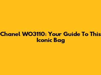 Chanel WO3110: Your Guide To This Iconic Bag