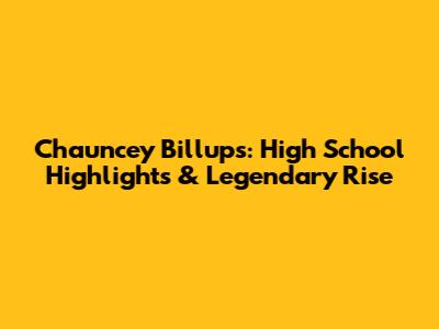 Chauncey Billups: High School Highlights & Legendary Rise