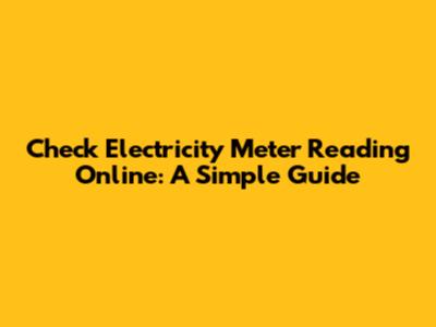 Check Electricity Meter Reading Online: A Simple Guide