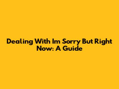 Dealing With 'I'm Sorry But Right Now': A Guide