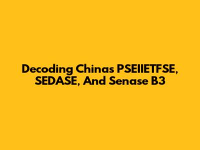 Decoding China's PSEIIETFSE, SEDASE, And Senase B3