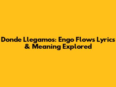 Donde Llegamos: Engo Flow's Lyrics & Meaning Explored