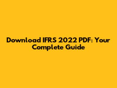Download IFRS 2022 PDF: Your Complete Guide