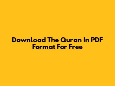 Download The Quran In PDF Format For Free