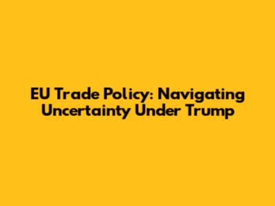 EU Trade Policy: Navigating Uncertainty Under Trump