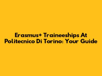 Erasmus+ Traineeships At Politecnico Di Torino: Your Guide
