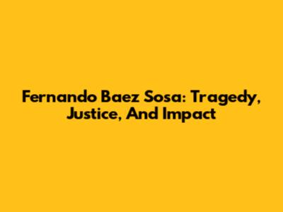 Fernando Baez Sosa: Tragedy, Justice, And Impact