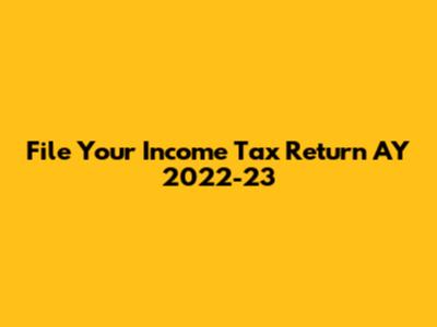 File Your Income Tax Return AY 2022-23