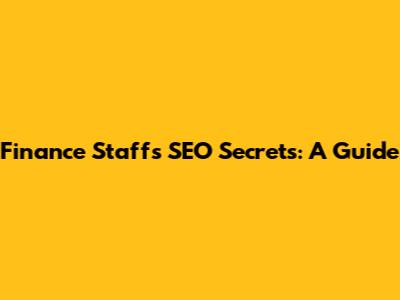 Finance Staff's SEO Secrets: A Guide