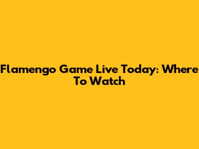 Flamengo Game Live Today: Where To Watch
