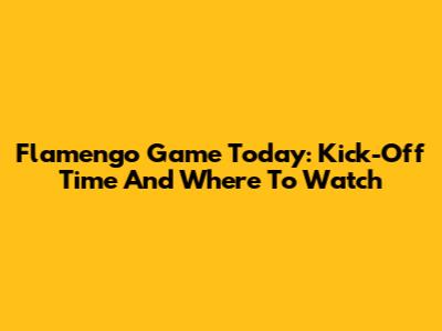 Flamengo Game Today: Kick-Off Time And Where To Watch