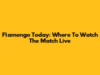 Flamengo Today: Where To Watch The Match Live