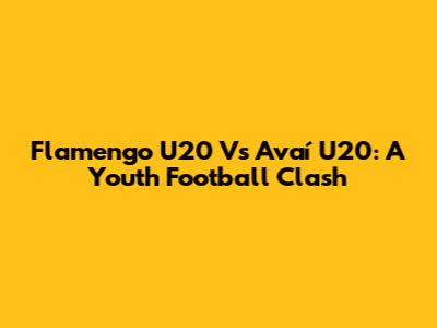 Flamengo U20 Vs Avaí U20: A Youth Football Clash