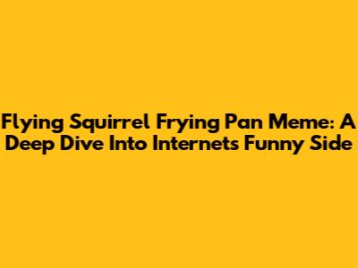 Flying Squirrel Frying Pan Meme: A Deep Dive Into Internet's Funny Side