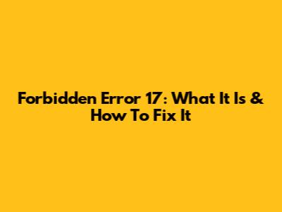 Forbidden Error 17: What It Is & How To Fix It