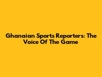 Ghanaian Sports Reporters: The Voice Of The Game