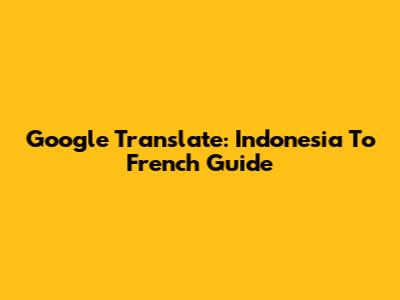 Google Translate: Indonesia To French Guide