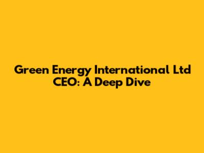 Green Energy International Ltd CEO: A Deep Dive