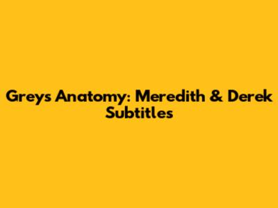 Grey's Anatomy: Meredith & Derek Subtitles