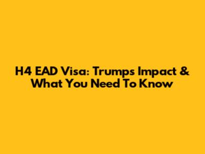 H4 EAD Visa: Trump's Impact & What You Need To Know
