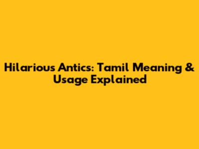 Hilarious Antics: Tamil Meaning & Usage Explained
